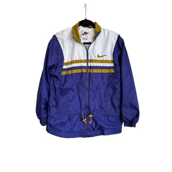 Vintage Nike Jacket Womens Size Small Purple Gold Windbreaker Track Full Zip - Picture 1 of 9